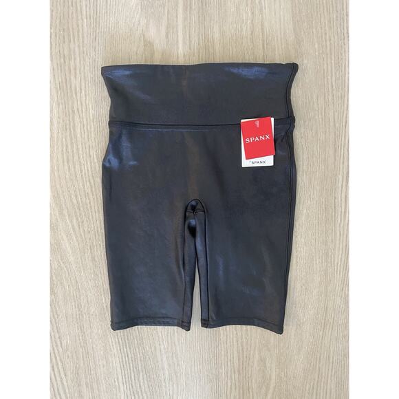 NWT Spanx Faux Leather Biker Shorts Black Women's Size XS - Picture 5 of 12